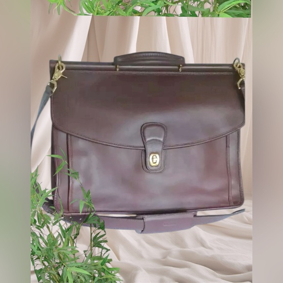 VINTAGE laptop briefcase, UNISEX work bag Brown w handle shoulder Straps Luxury - Picture 1 of 12